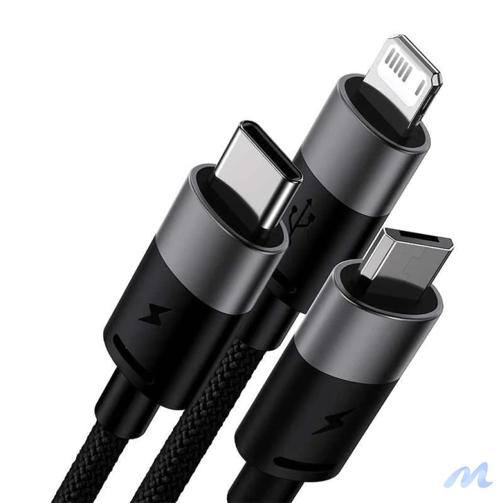 3in1 USB cable Baseus StarSpeed Series, USB-C + Micro + Lightning 3,5A, 1.2m (Black)