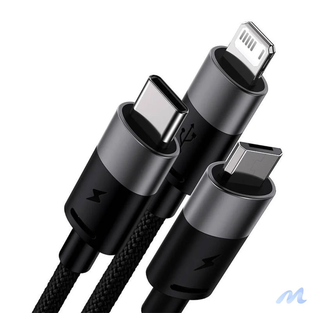 3in1 USB cable Baseus StarSpeed Series, USB-C + Micro + Lightning 3,5A, 1.2m (Black)