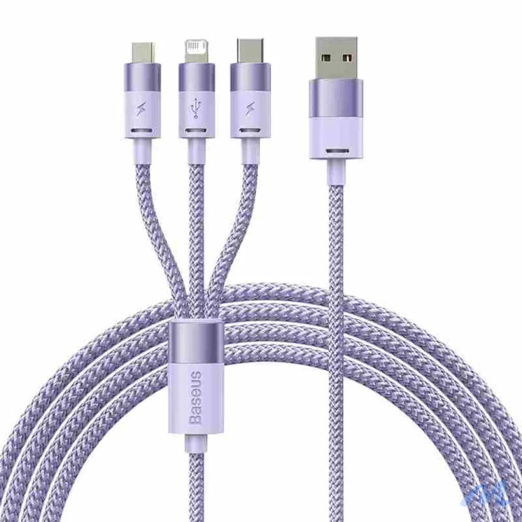 3in1 USB cable Baseus StarSpeed Series, USB-C + Micro + Lightning 3,5A, 1.2m (Purple)