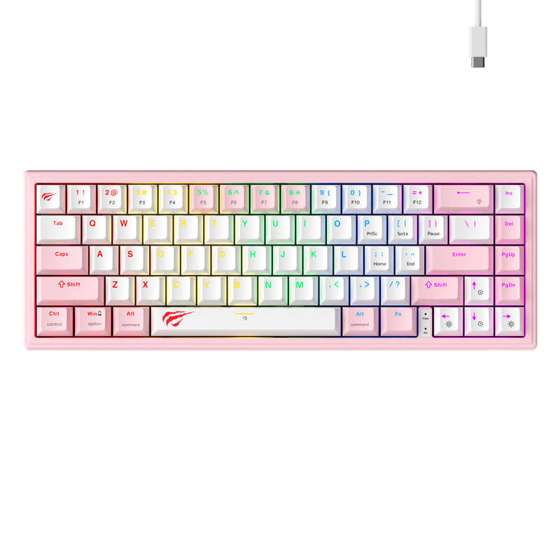 Havit KB874L RGB (pink and white) mechanical gaming keyboard (QWERTY)
