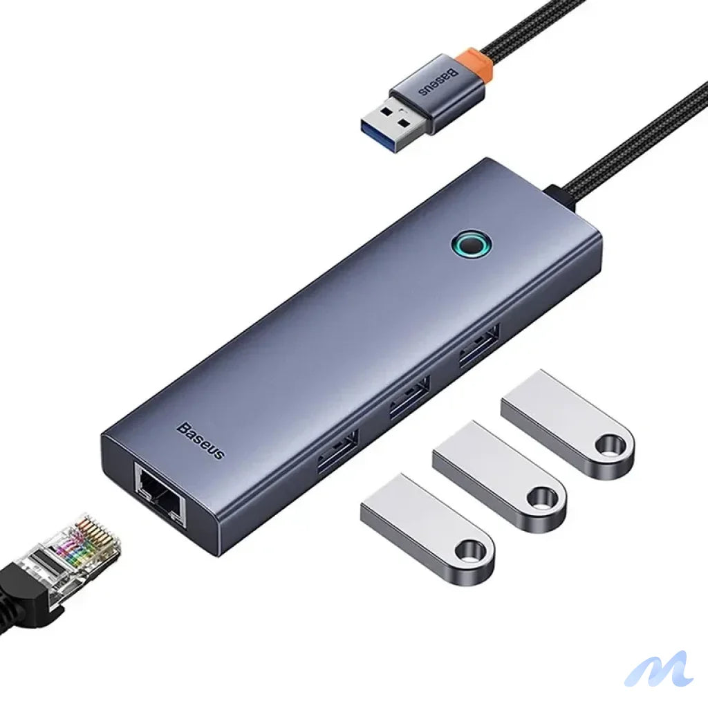 4in1 Hub Baseus UltraJoy USB-A to USB 3.0 + RJ45 (space grey)