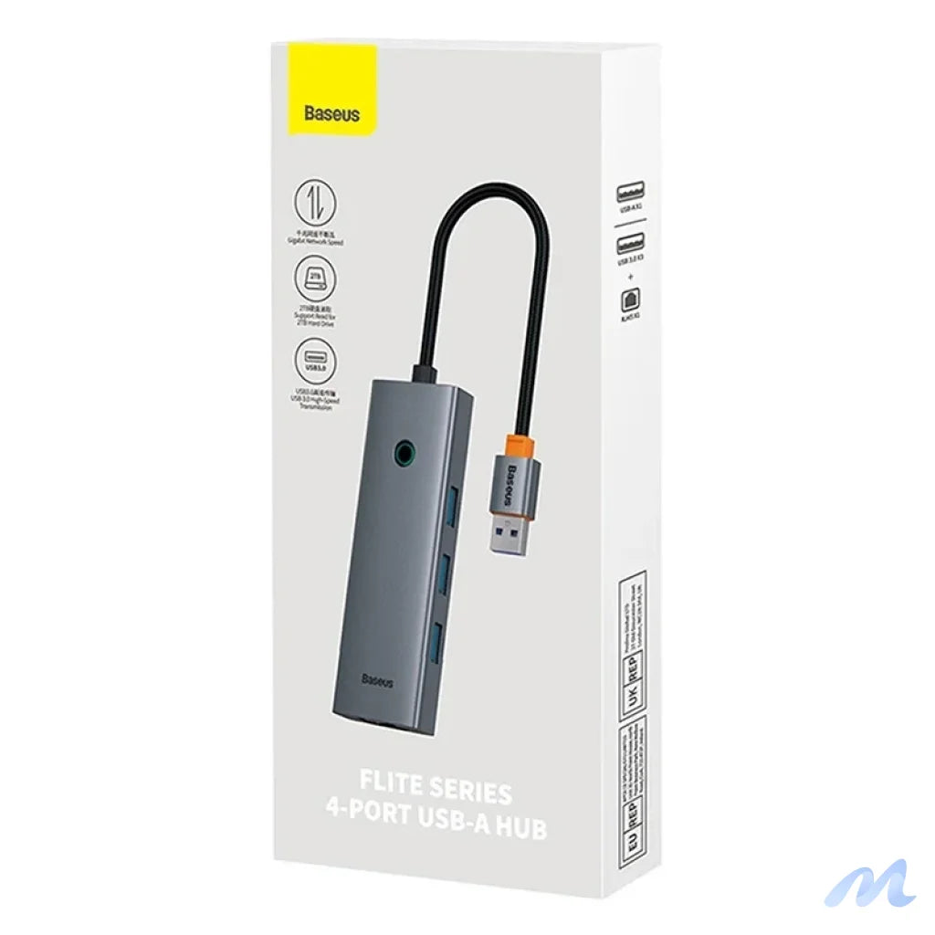 4in1 Hub Baseus UltraJoy USB-A to USB 3.0 + RJ45 (space grey)