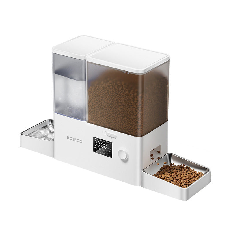 Rojeco 2 in 1 Pet Water Fountain 3.5L & Feeder 5L Button Verson (white)