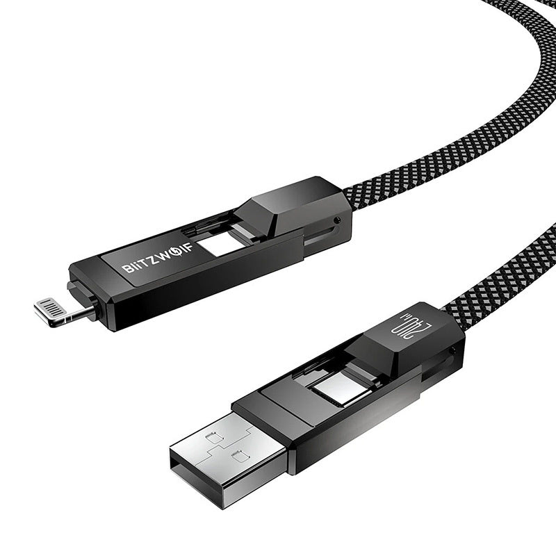 Blitzwolf BW-HDC7 4-in-1 USB+C+Lightning cable 240W 1.2m (black)