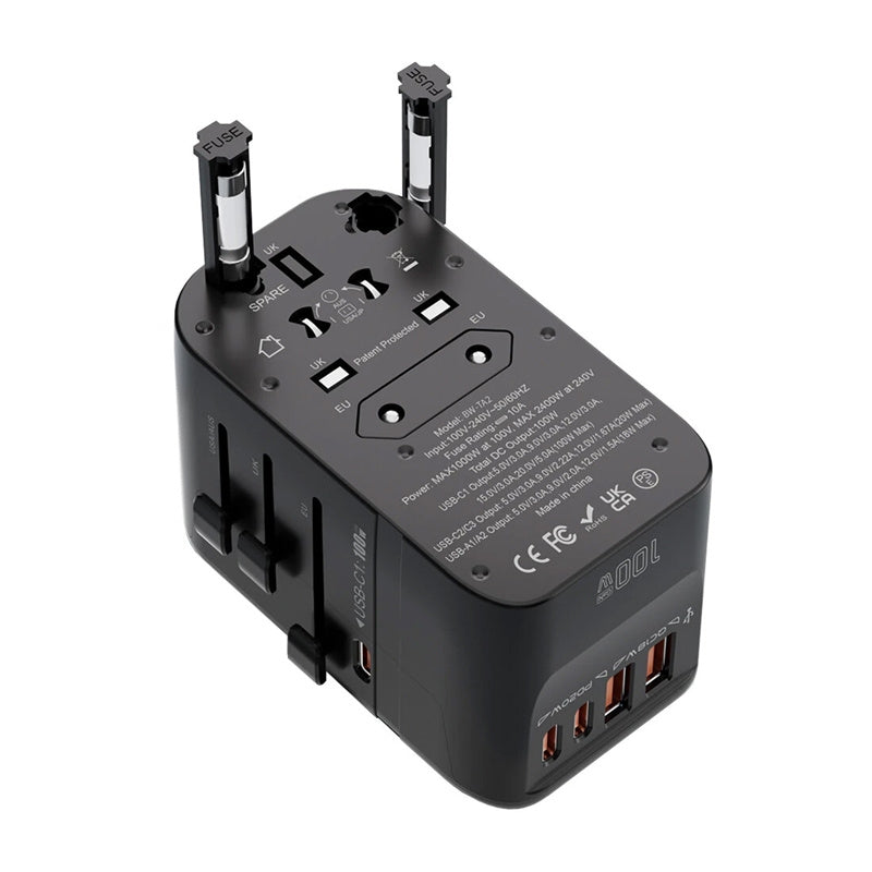 Blitzwolf BW-TA2 5-in-1 Travel Adapter 2xUSB PD + 2xC QC + C GaN 100W