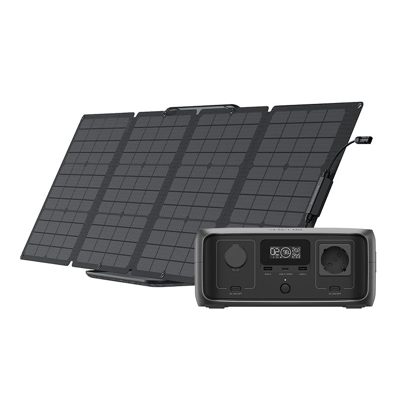 Set: EcoFlow River 3 UPS power station + 110W photovoltaic panel.