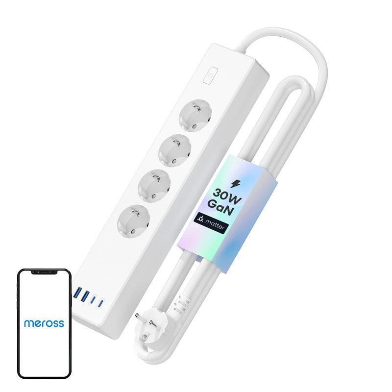 Meross MSP844(EU) smart fast charging power strip, 4 outlets + 2x USB-A + 2x USB-C (Matter)