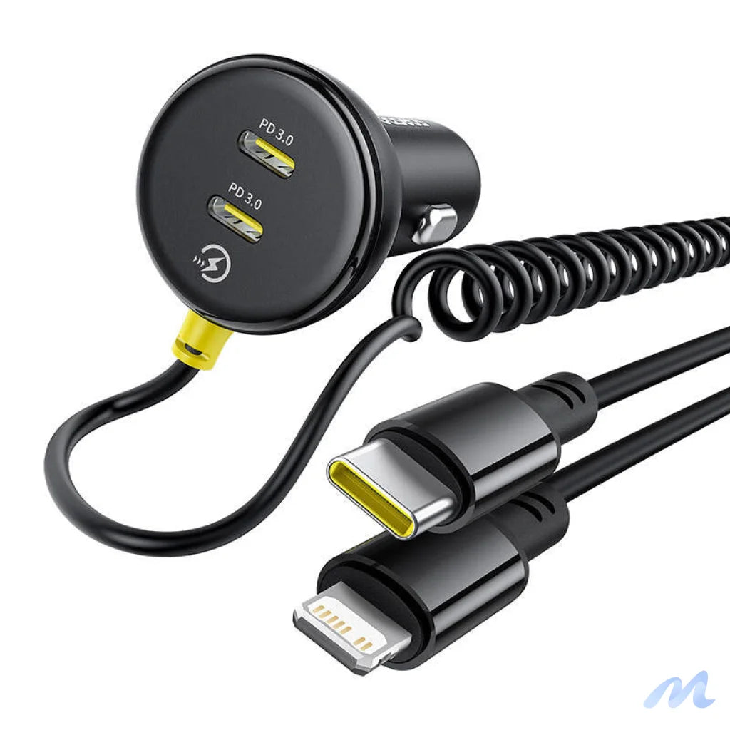 60W Baseus USB-C car charger + Lightning cable (Black)