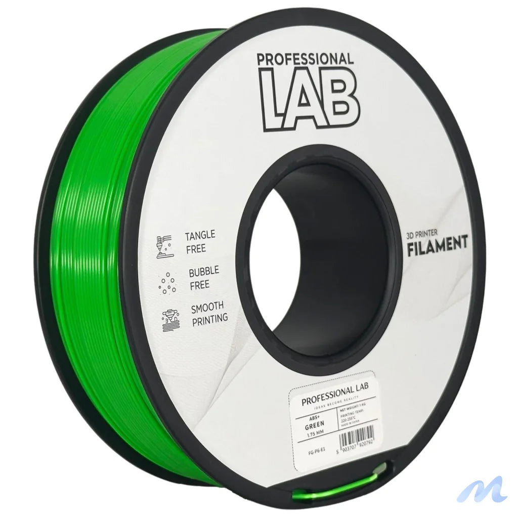 ABS is a strong, impact-resistant filament, ideal for functional parts and mechanical components. It requires a heated bed and enclosure to minimize warping and should be used in a well-ventilated area.
