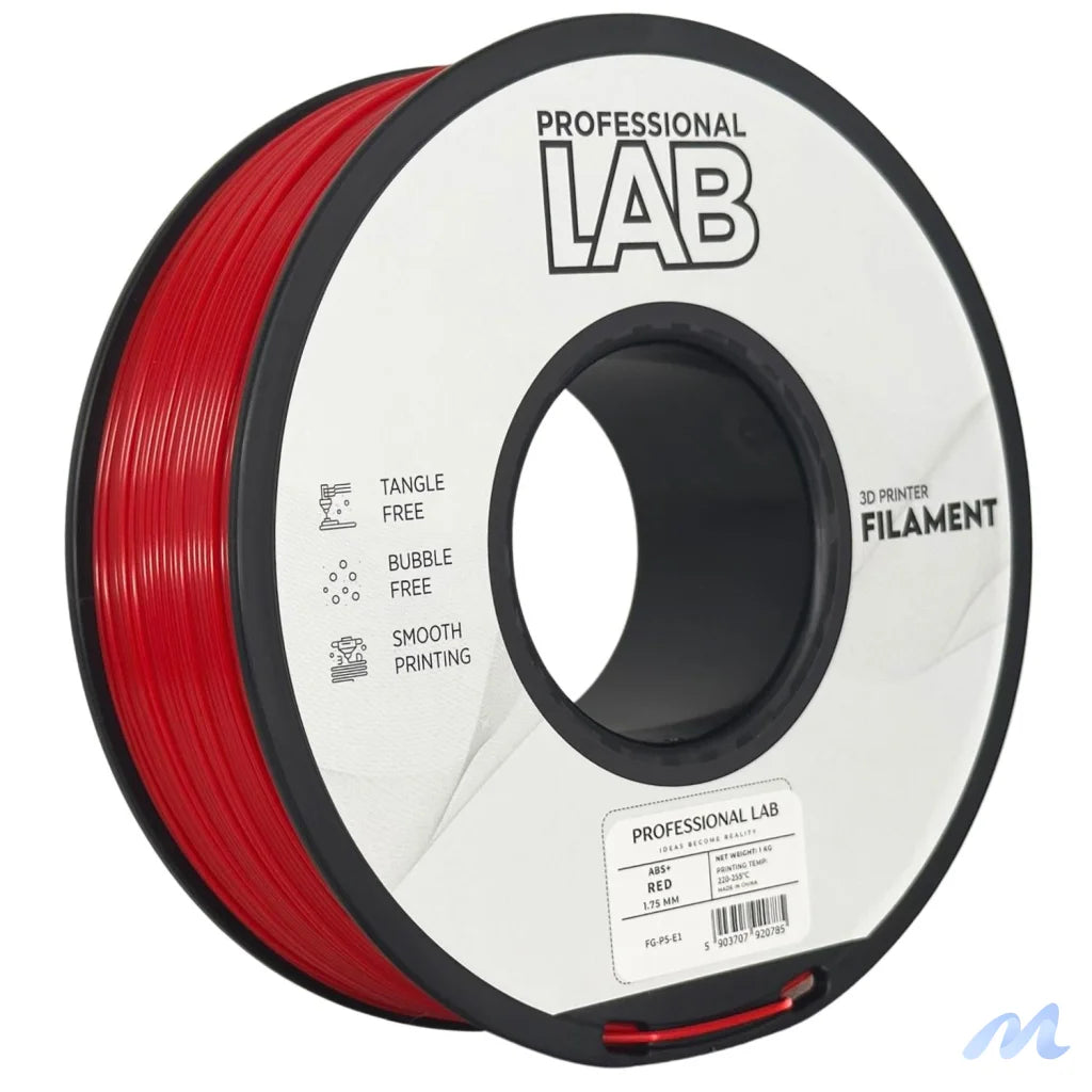 ABS is a strong, impact-resistant filament, ideal for functional parts and mechanical components. It requires a heated bed and enclosure to minimize warping and should be used in a well-ventilated area.
