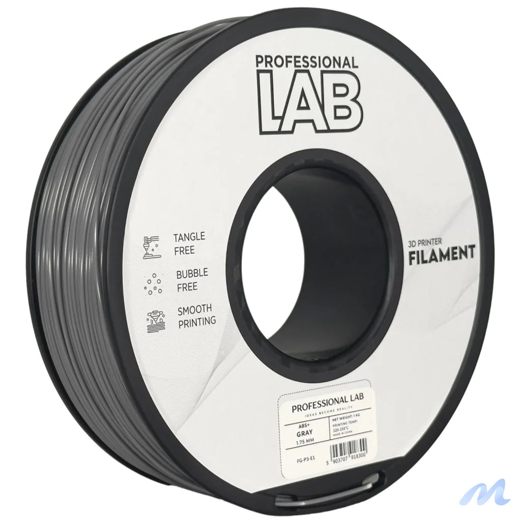 ABS is a strong, impact-resistant filament, ideal for functional parts and mechanical components. It requires a heated bed and enclosure to minimize warping and should be used in a well-ventilated area.