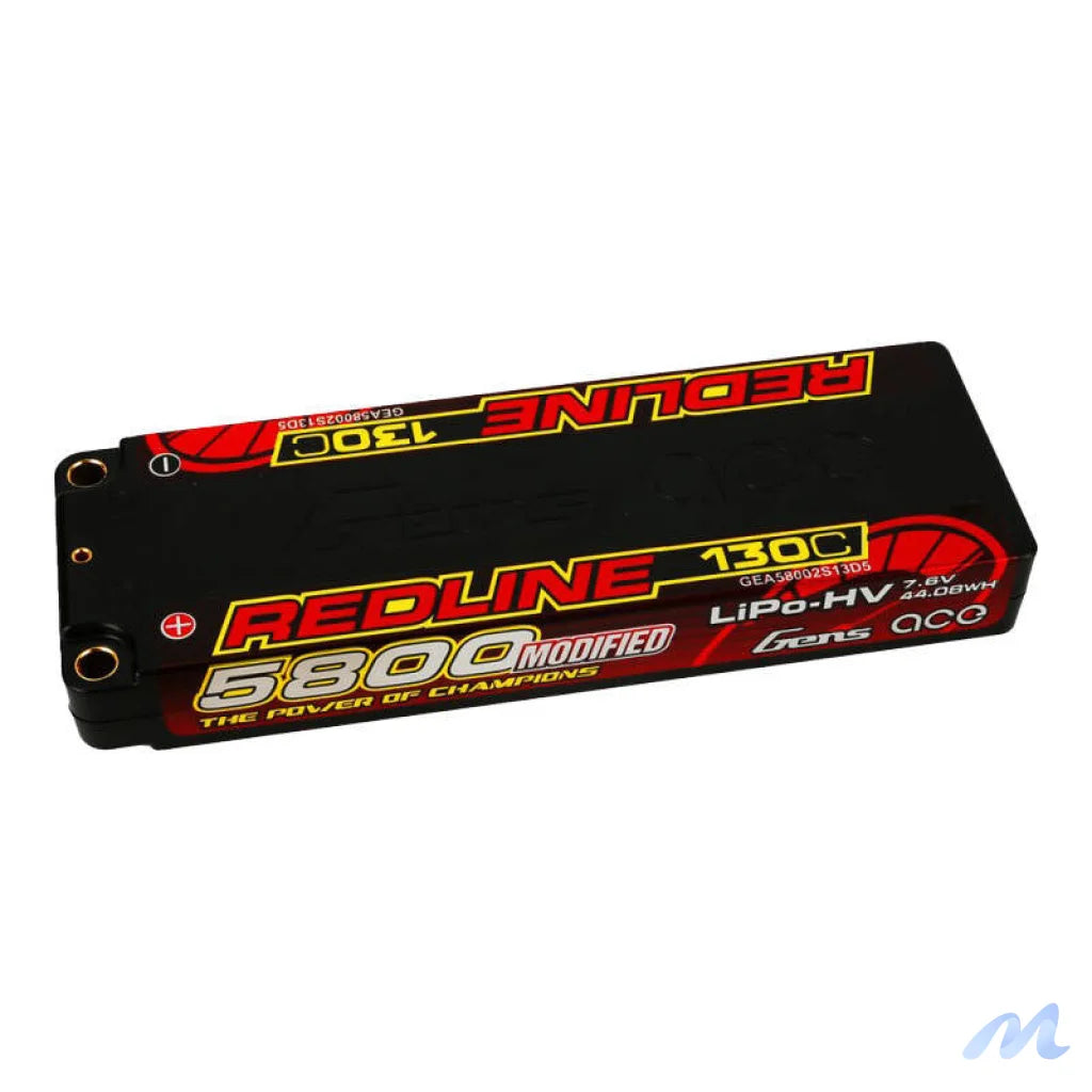 Accumulator Gens ace Redline Series 5800mAh 7.6V 130C 2S1P HardCase 56# HV Ultra LCG LiPo