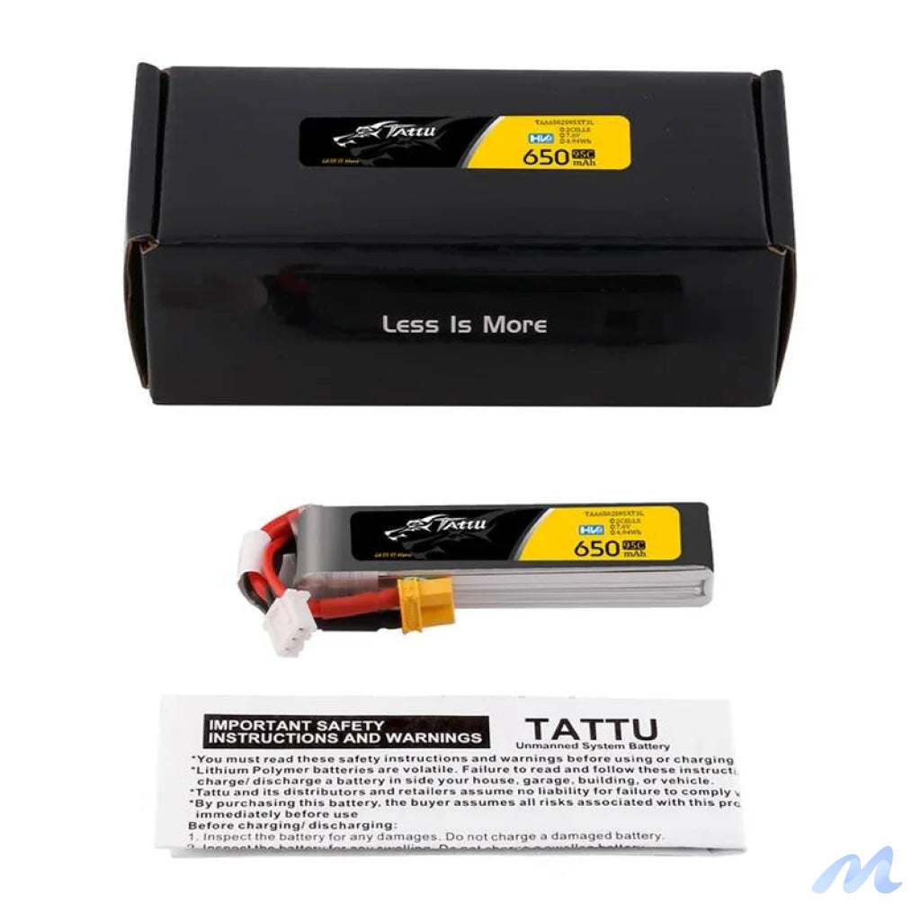 Accumulator Lipo Tattu 2s 650mAh 95C 7.6V HV z XT30 Long-Pack