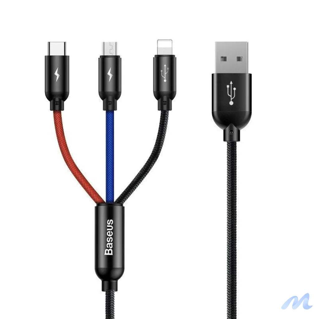 Baseus 3in1 Cable USB-C / Lightning / Micro 3,5A 0,3m (Black)