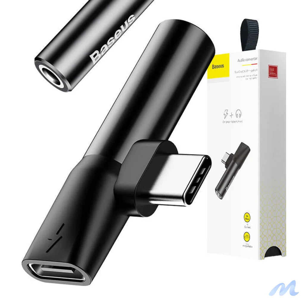 Baseus Audio Adapter USB-C to Mini Jack 3.5mm + USB-C (black)