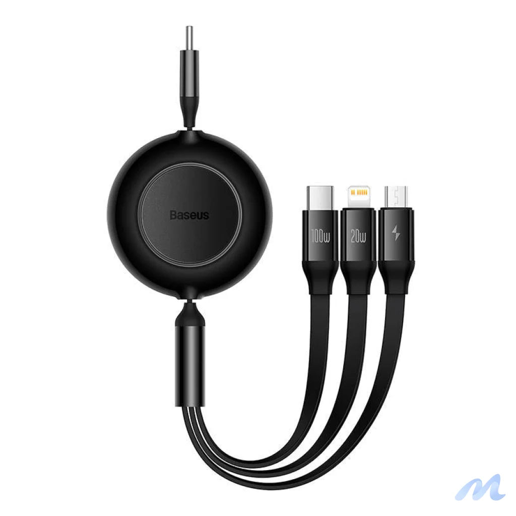 Baseus Bright Mirror 4, USB-C 3-in-1 cable for micro USB / USB-C / Lightning 100W / 3.5A 1.1m (Black)