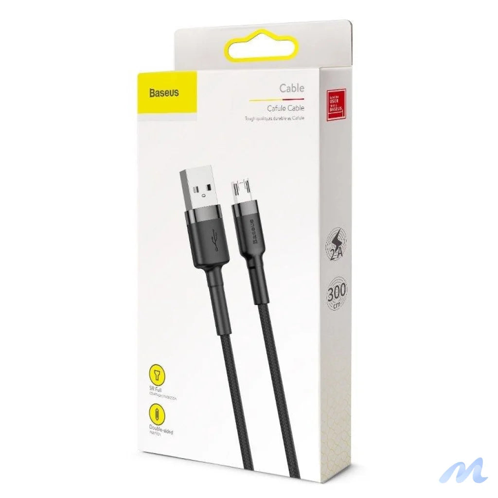 Baseus Cafule Cable USB For Micro 2A 3m Gray+Black