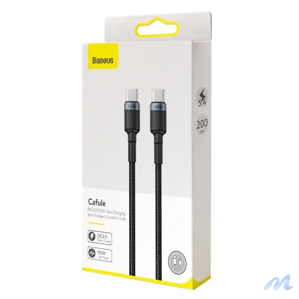 Baseus Cafule PD2.0 100W flash charging USB For Type-C cable (20V 5A)2m Gray+Black