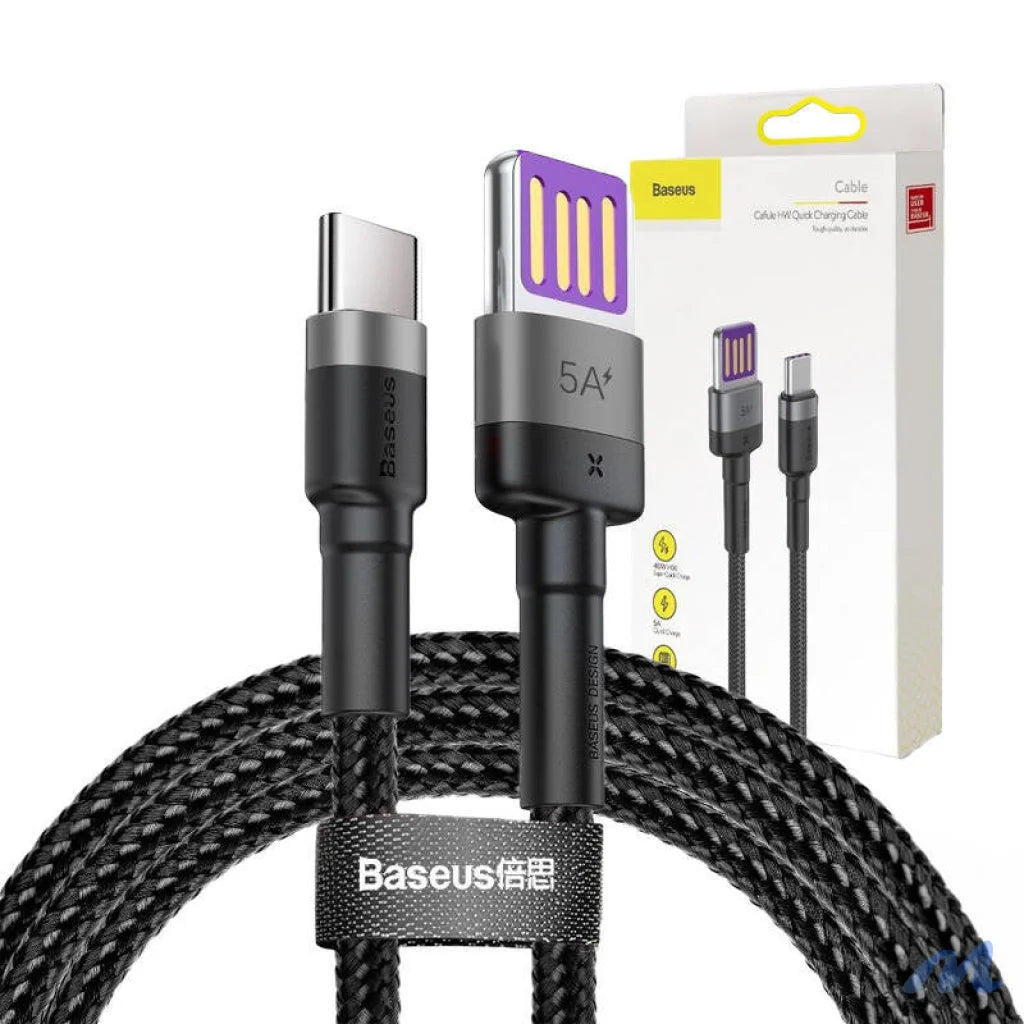 Baseus Cafule USB-C Cable Huawei SuperCharge, QC 3.0, 5A 1m (Black+Gray)