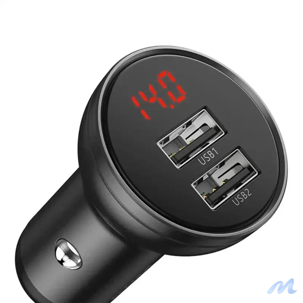 Baseus Car Charger with display 2x USB, 4,8A, 24W (gray)