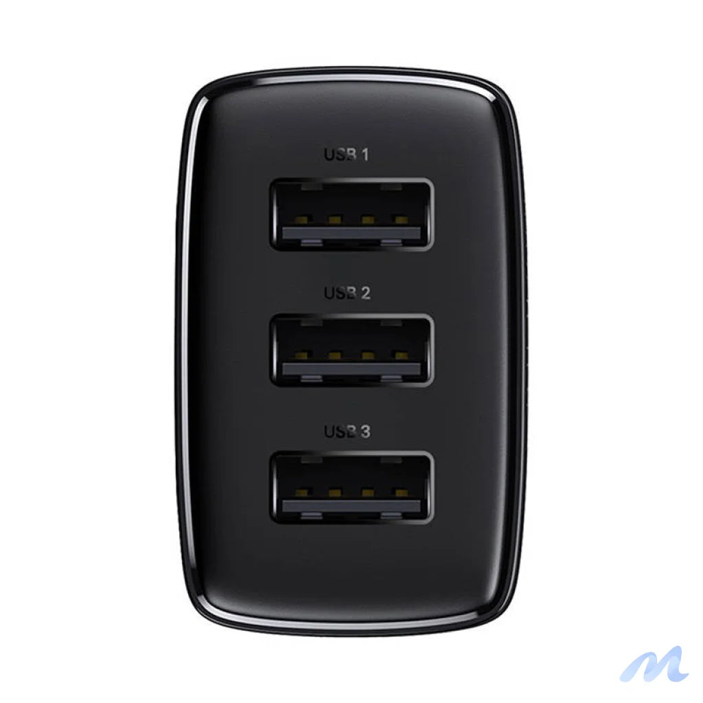 Baseus Compact Quick Charger, 3x USB, 17W (Black)