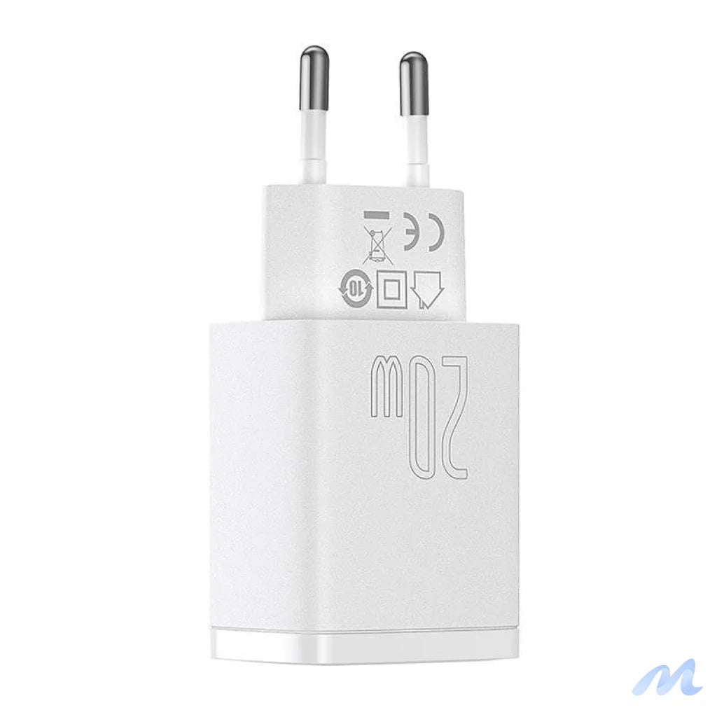 Baseus Compact Quick Charger, USB, USB-C, 20W (white)