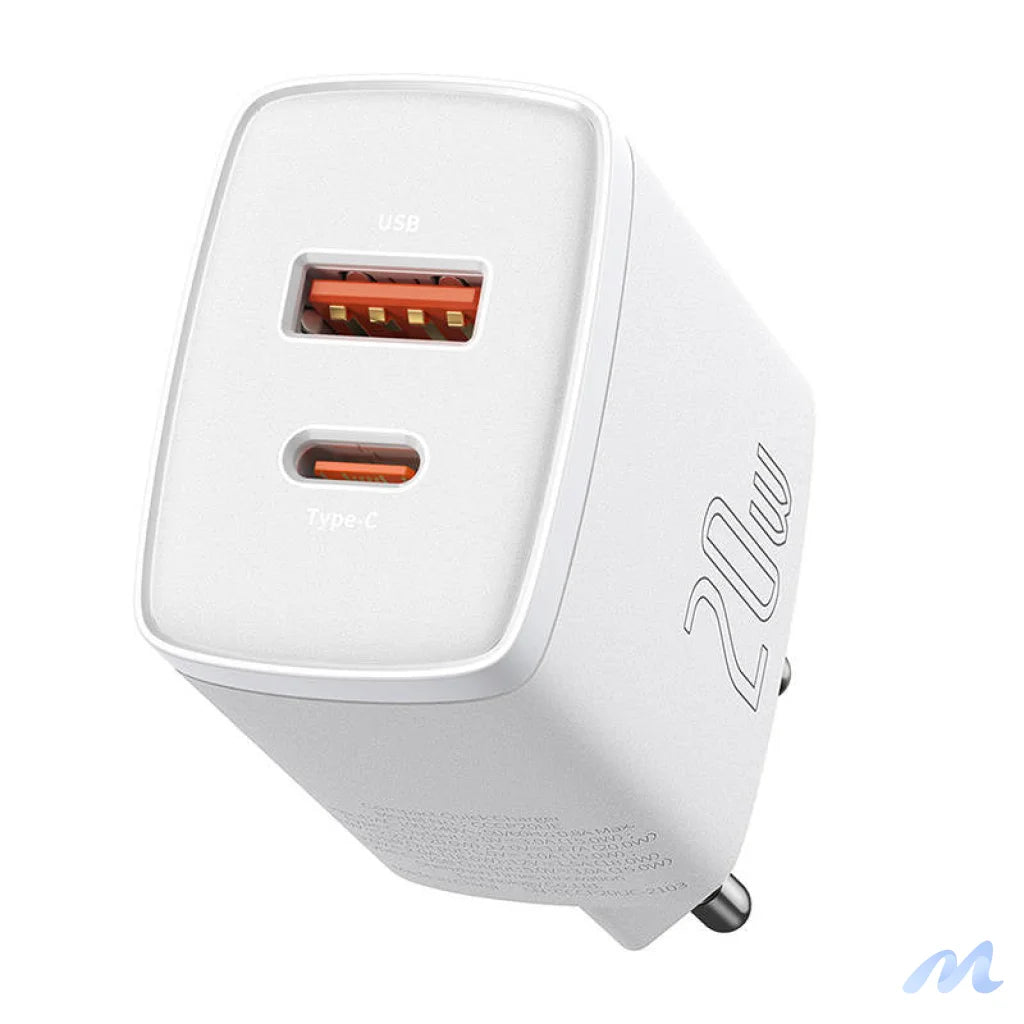 Baseus Compact Quick Charger, USB, USB-C, 20W (white)