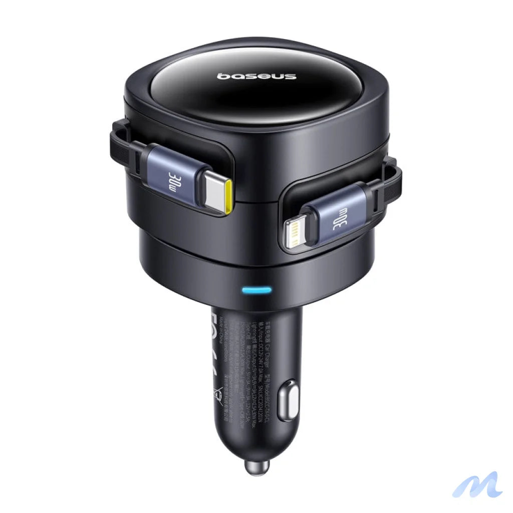 Baseus Enjoyment Max car charger with USB-C+Lightning cables 60W Black