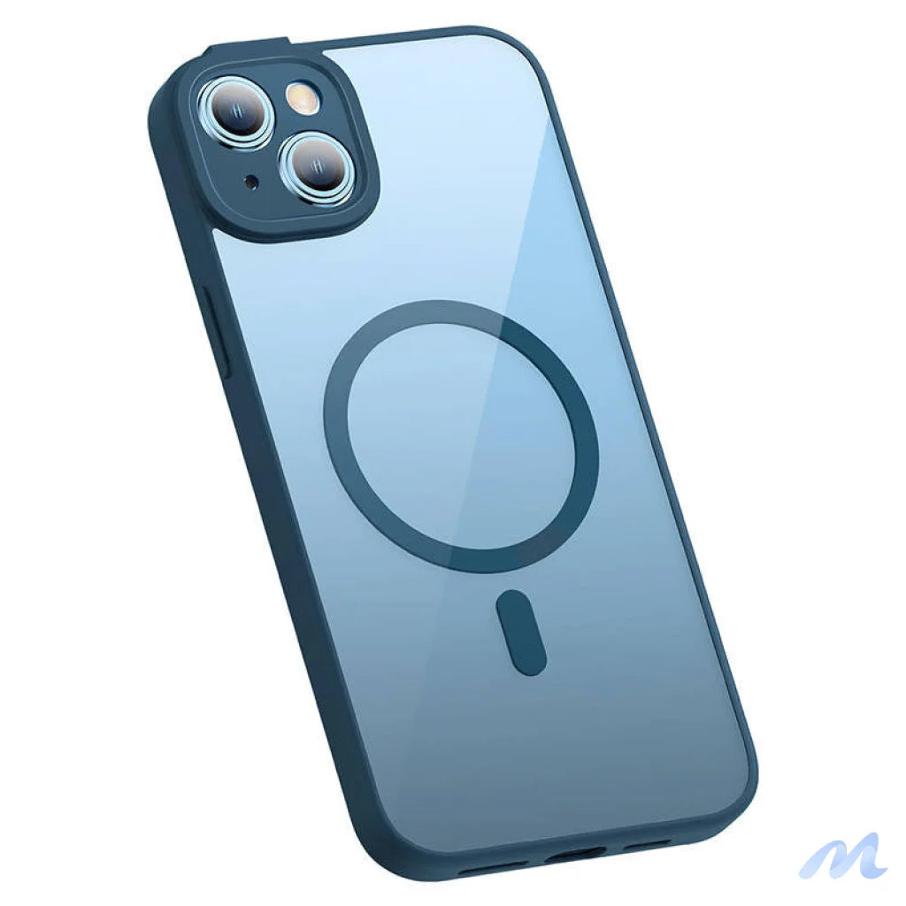 Baseus Frame Transparent Magnetic Case and Tempered Glass set for iPhone 14 Plus (blue)