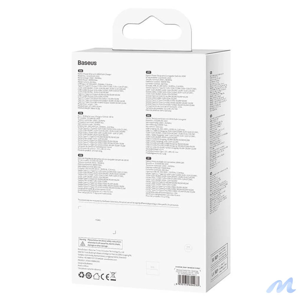 Baseus GaN3 Pro wall charger / powerstrip 2xUSB + 2xUSB-C + AC, 100W (black)