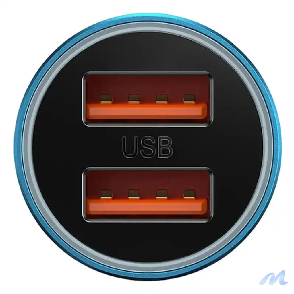 Baseus Golden Contactor Max car charger, 2x USB, 60W (blue)