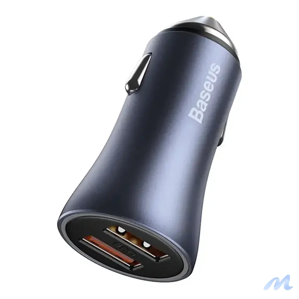 Baseus Golden Contactor Pro Car Charger 2x USB, 40W (gray) + Cable USB to USB-C 1m (black)