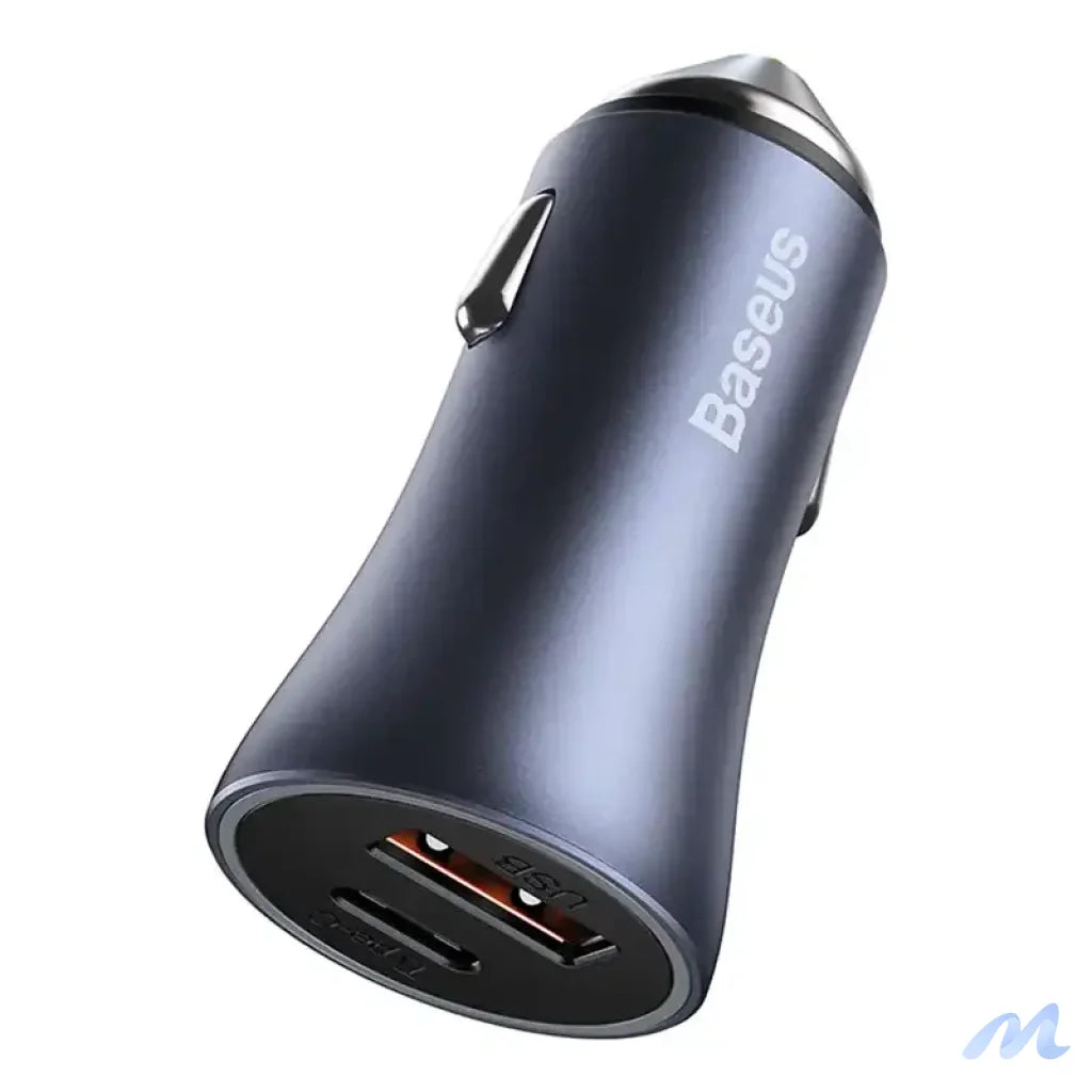 Baseus Golden Contactor Pro Car Charger USB + USB-C, QC4.0+, PD, SCP, 40W (gray) + CabelUSB do USB-C 1m (black)