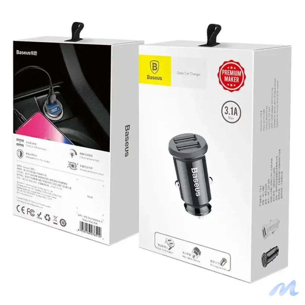 Baseus Grain Car Charger 2x USB 5V 3.1A (white)