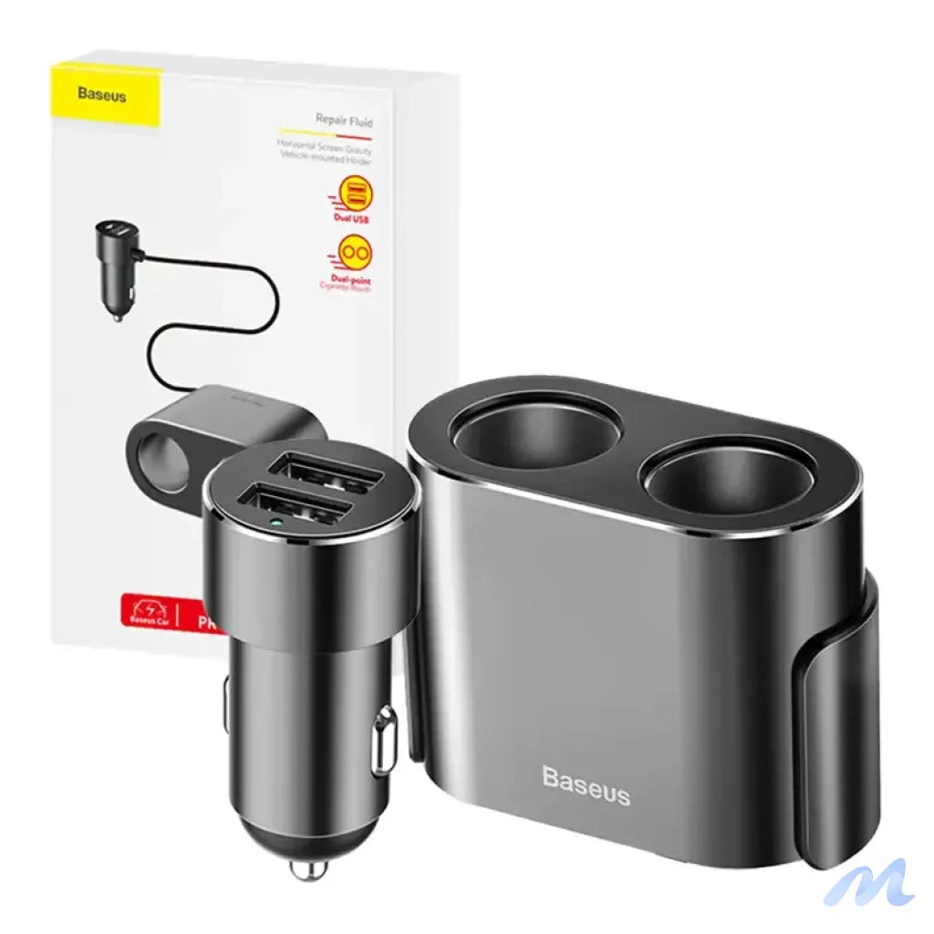 Baseus Lighter socket splitter 2xUSB 3,1A 100W (Black)