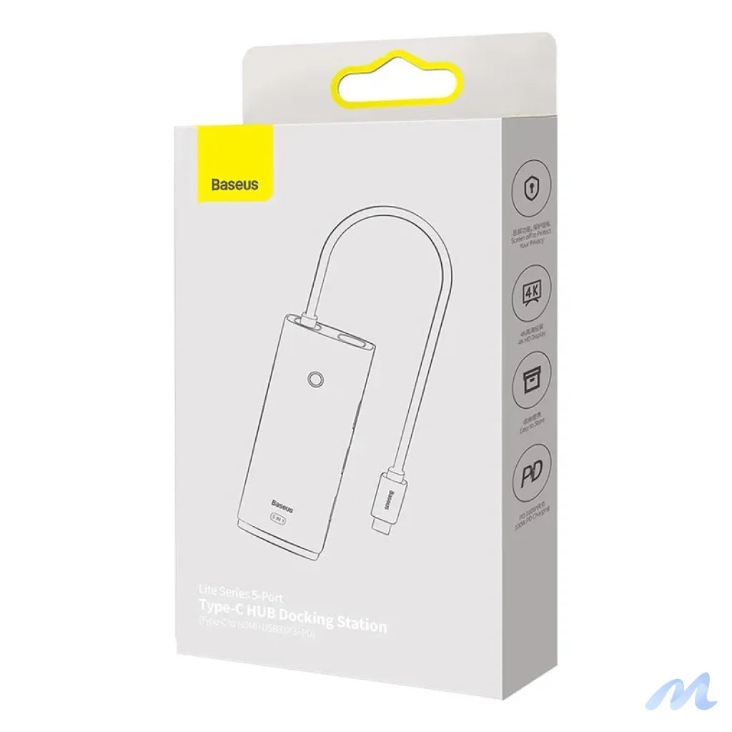 Baseus Lite Series Hub 5w1 USB-C to 3x USB 3.0 + USB-C + HDMI (black)