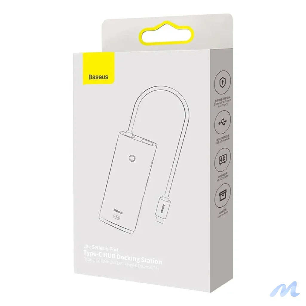 Baseus Lite Series Hub 6w1 USB-C to 2x USB 3.0 + USB-C + HDMI + SD/TF (black)