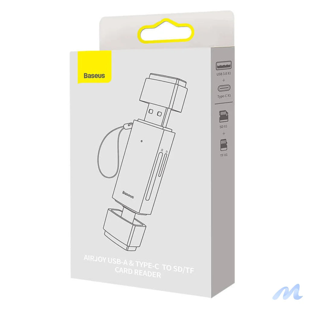 Baseus Lite Series SD/TF memory card reader, USB + USB-C (gray)