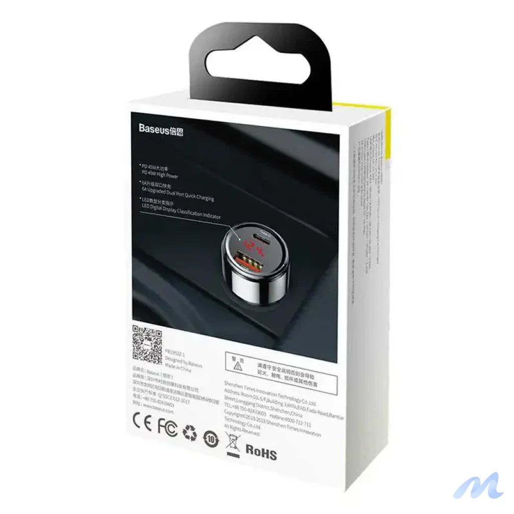 Baseus Magic Car Charger USB + USB-C QC 4.0  PD 45W (black)