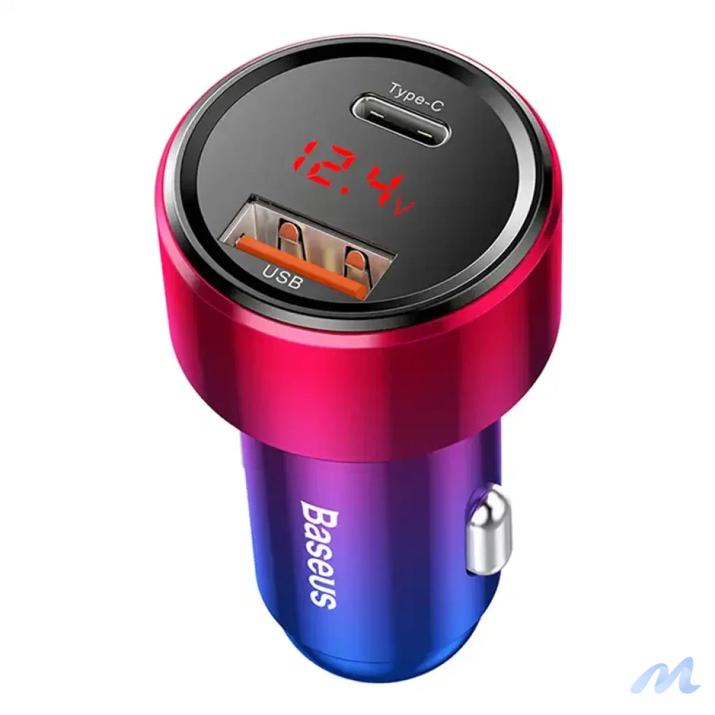 Baseus Magic USB + USB-C QC 4.0 PD 45W car charger (red-blue).