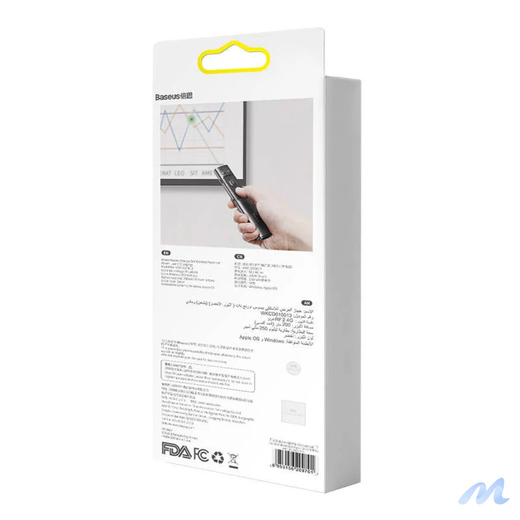 Baseus Orange Dot Multifunctionale remote control for presentation, with a green laser pointer - gray