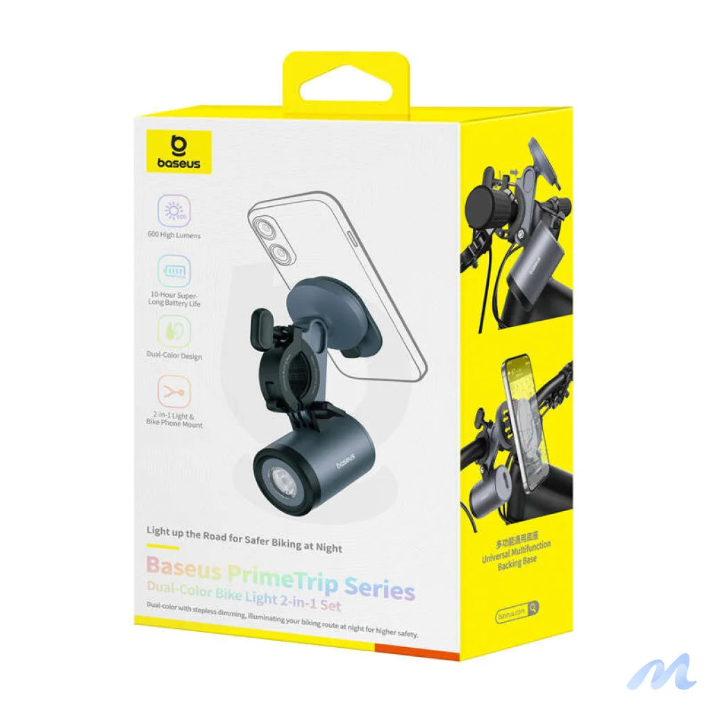 Baseus PrimeTrip 2-in-1 bike mount, phone holder + flashlight (black)
