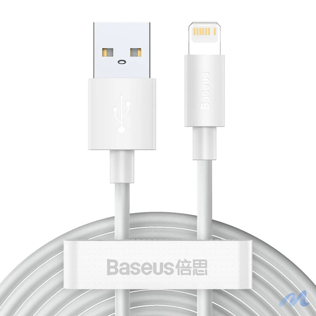 Baseus Simple Wisdom Data Cable Kit USB to Lightning 2.4A (2PCS/Set)1.5m White