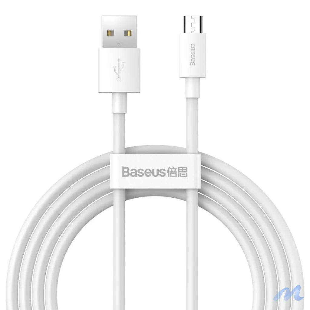 Baseus Simple Wisdom Data Cable Kit USB to Micro 2.1A (2PCS/Set) 1.5m White