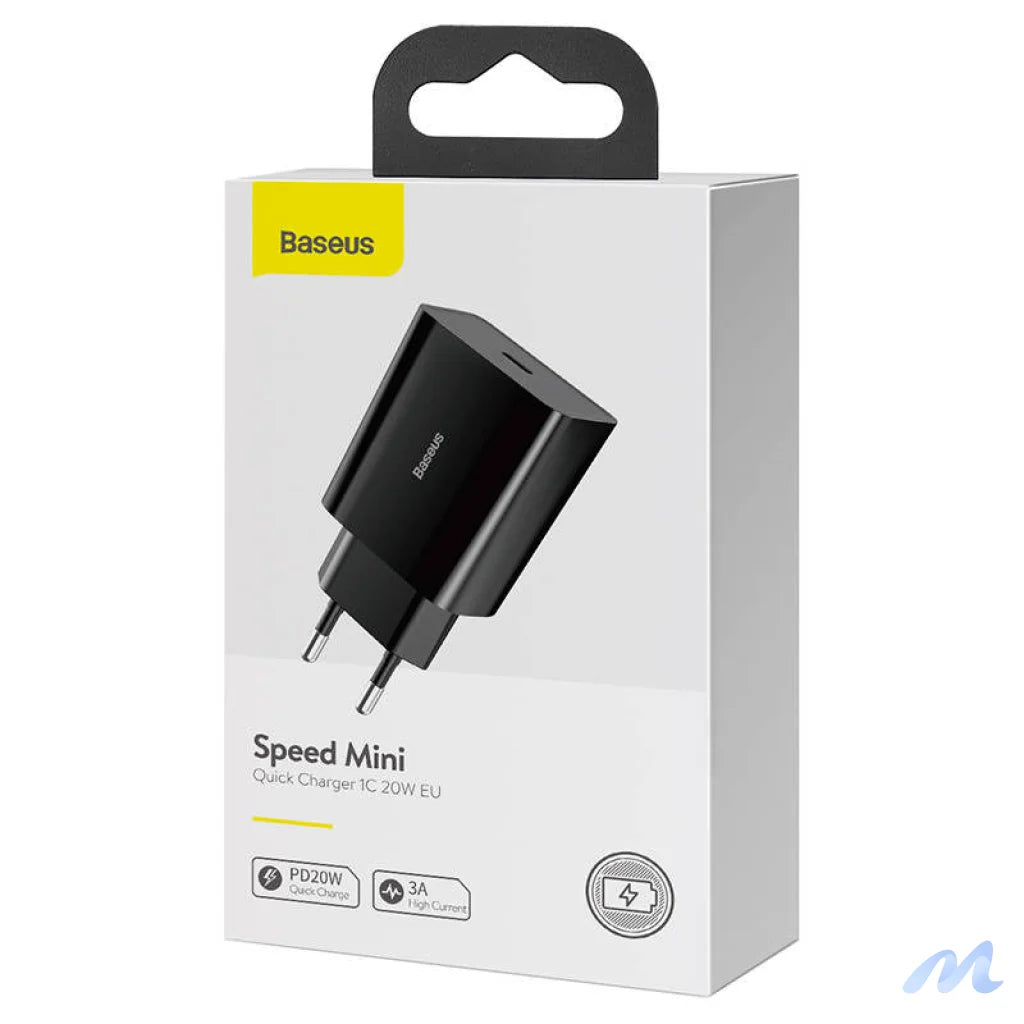Baseus Speed Mini Quick Charger, USB-C, PD, 3A, 20W (black)