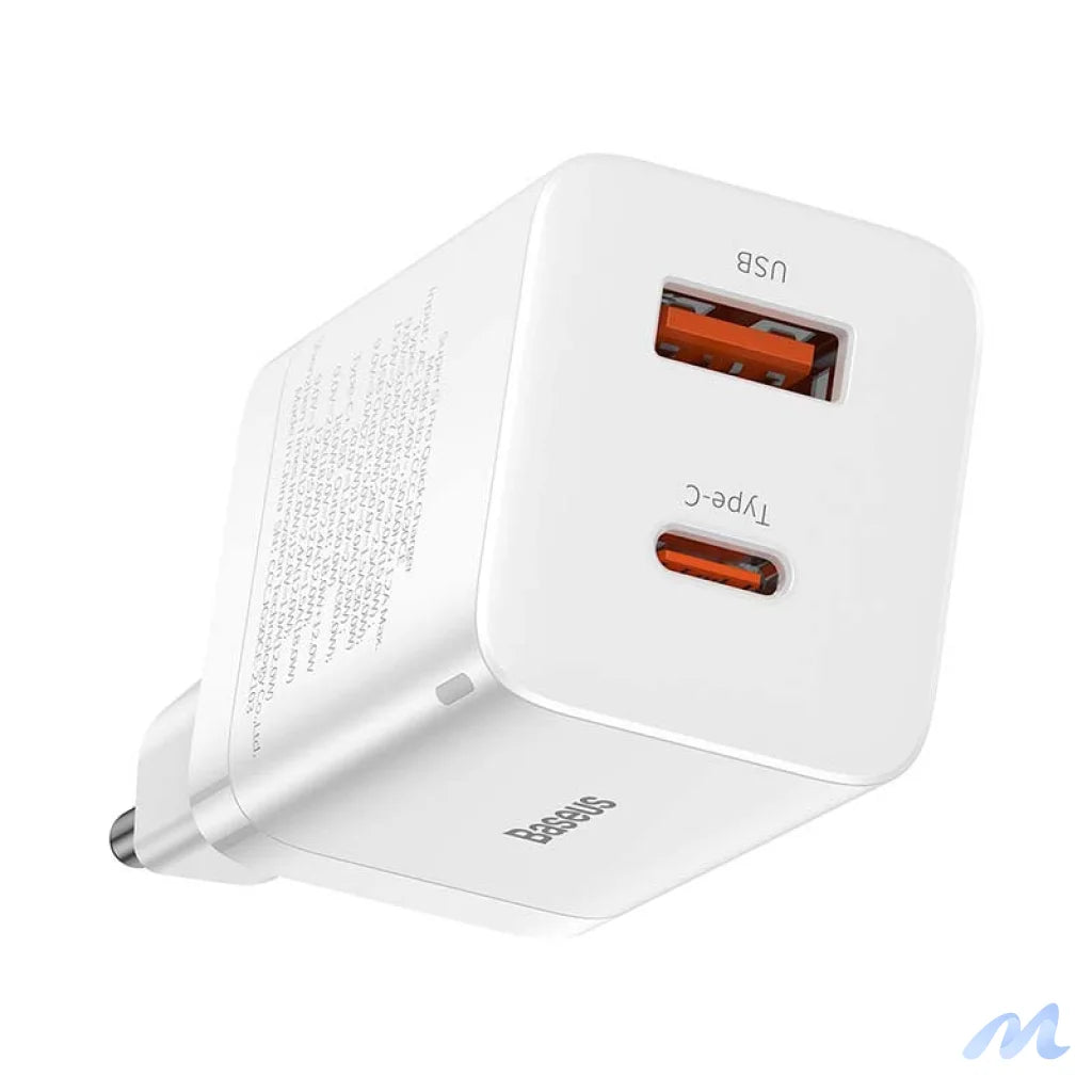 Baseus Super Si Pro Quick Charger USB + USB-C 30W (white)