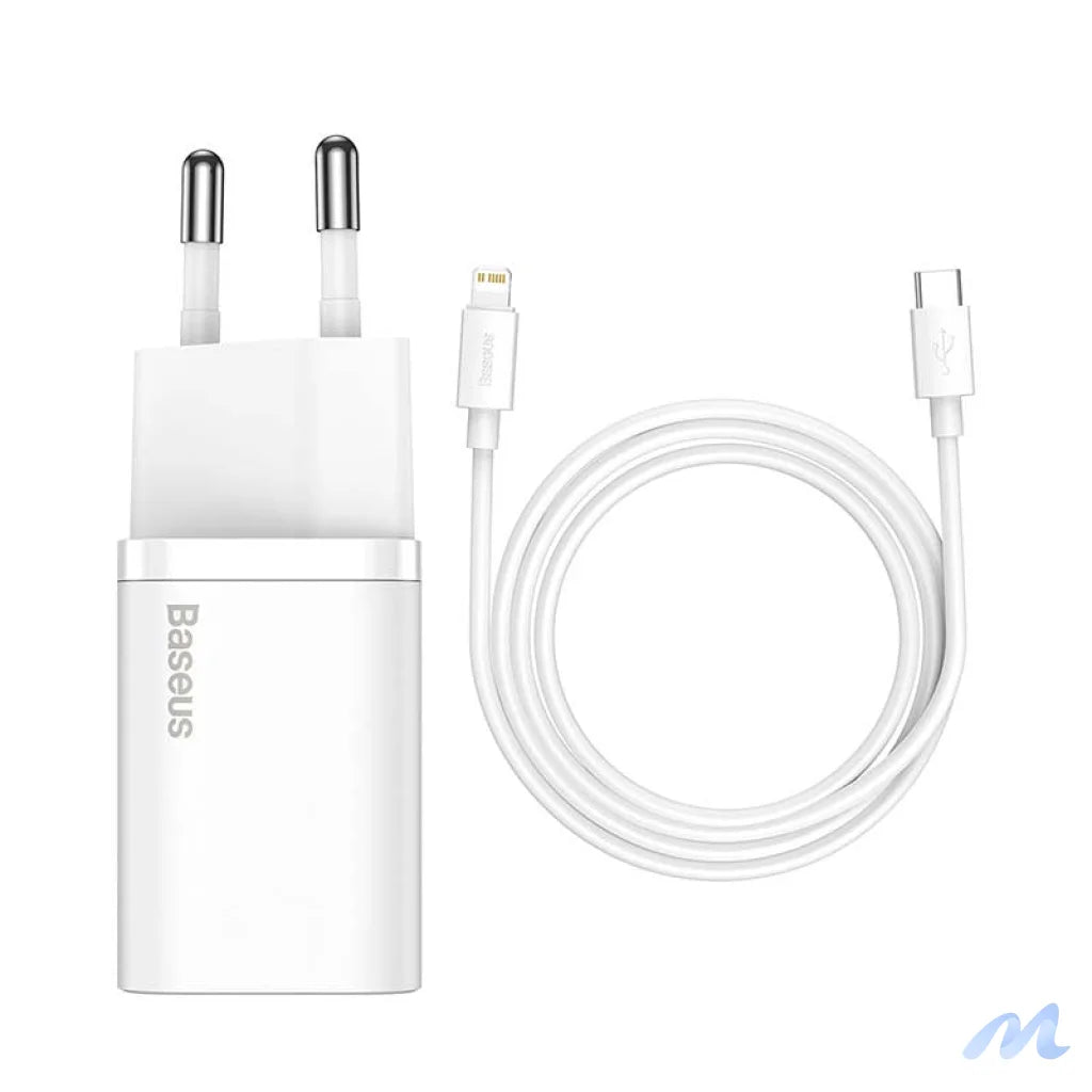 Baseus Super Si Quick Charger 1C 20W with USB-C cable for Lightning 1m (white)