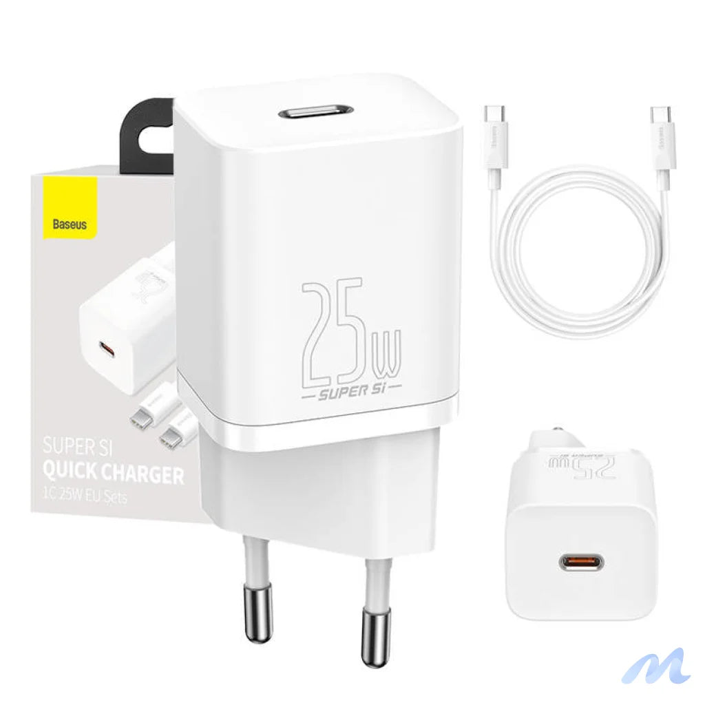 Baseus Super Si Quick Charger 1C 25W with USB-C cable for USB-C 1m (white)