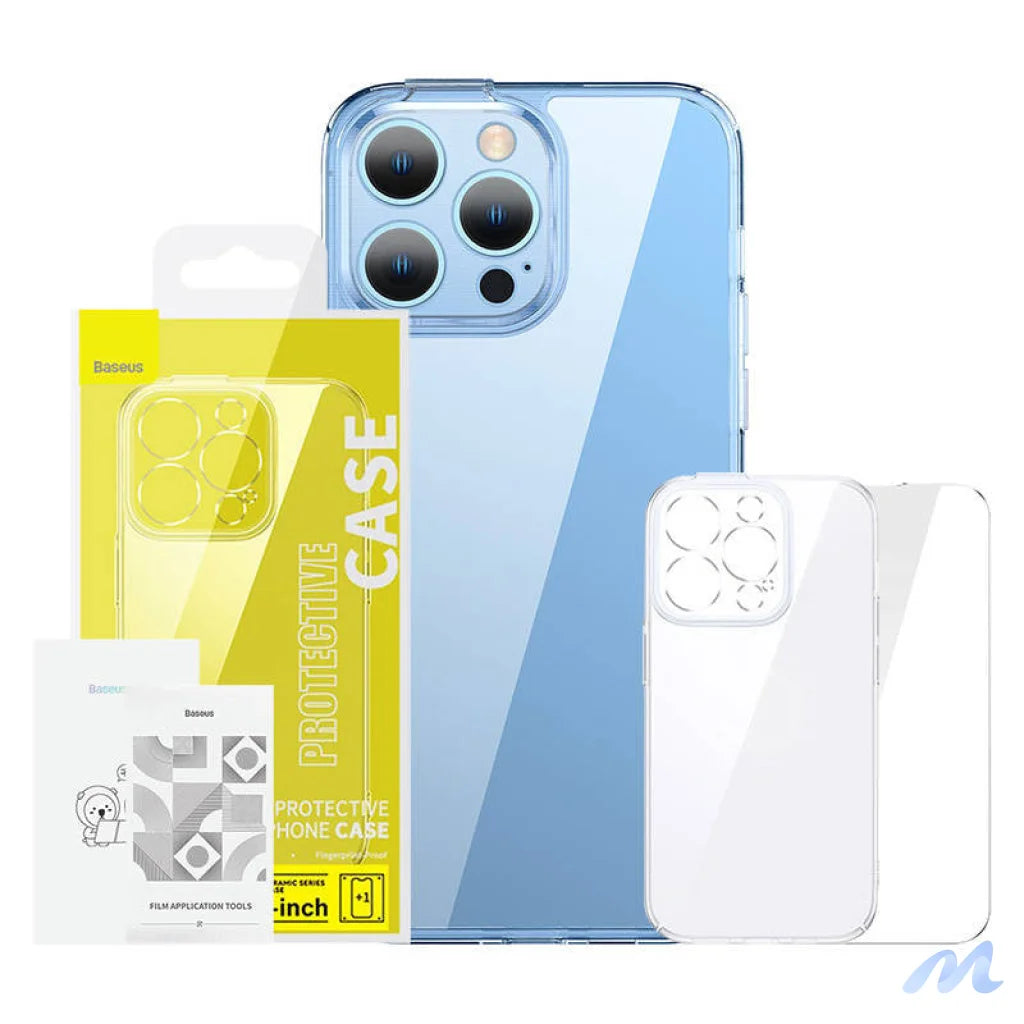 Baseus SuperCeramic Transparent Glass Case and Tempered Glass set for iPhone 14 Plus