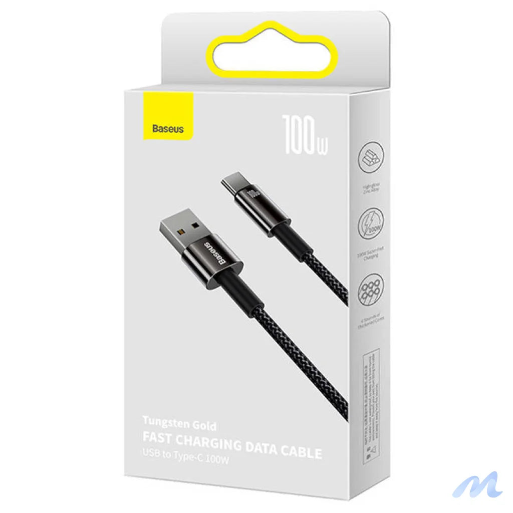 Baseus Tungsten Gold Cable USB to USB-C, 100W, 1m (black)